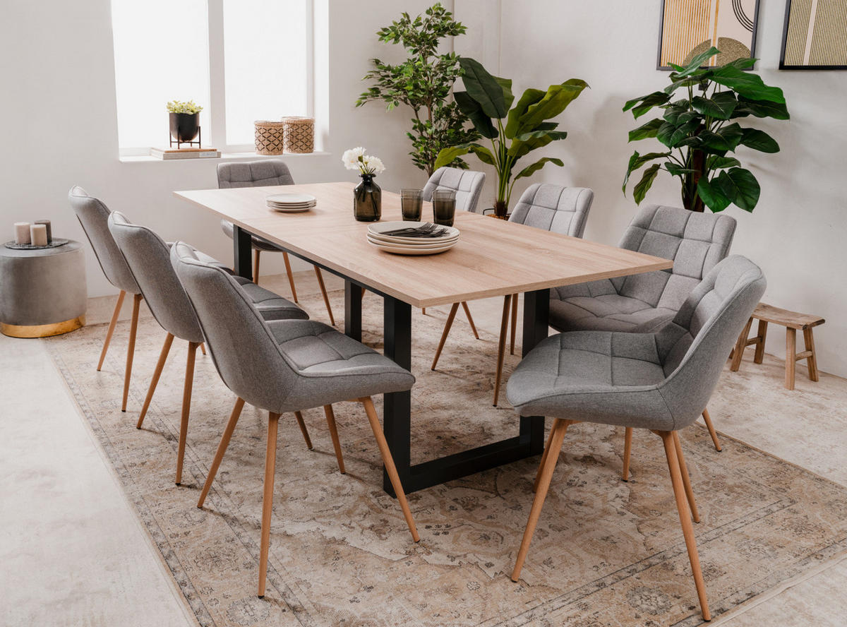 ESSTISCH Sonoma Eiche, Anthrazit Industrial, 160 - 200 cm, Küchentisch ausziehbar bis 8 Personen - Anthrazit/Sonoma Eiche, Holzwerkstoff (90/160/75cm) - Furn.Design
