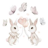 AUFKLEBER 100x126 cm Hasen Ballons - Grau, Kunststoff (100/126/0.1cm) - TULUP
