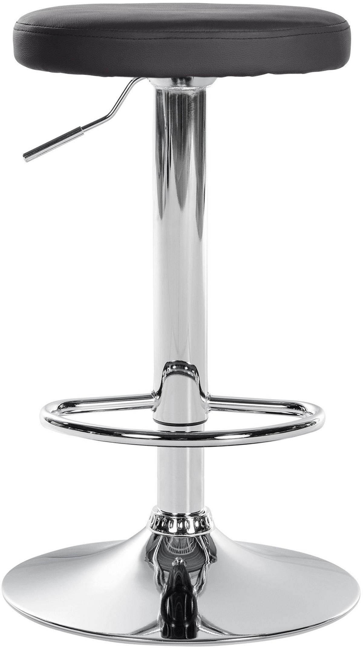 BARHOCKER Pontius Kunstleder chrom schwarz - Chromfarben/Schwarz, Kunststoff/Metall (38.5/81/38.5cm) - TPFLiving