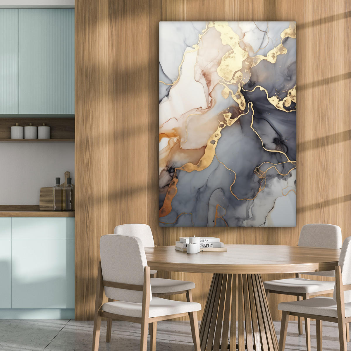 LEINWANDBILD Marmor - Schwarz - Gold - Weiß 80x120 cm - Dunkelgrau, Textil (80/120cm) - MuchoWow