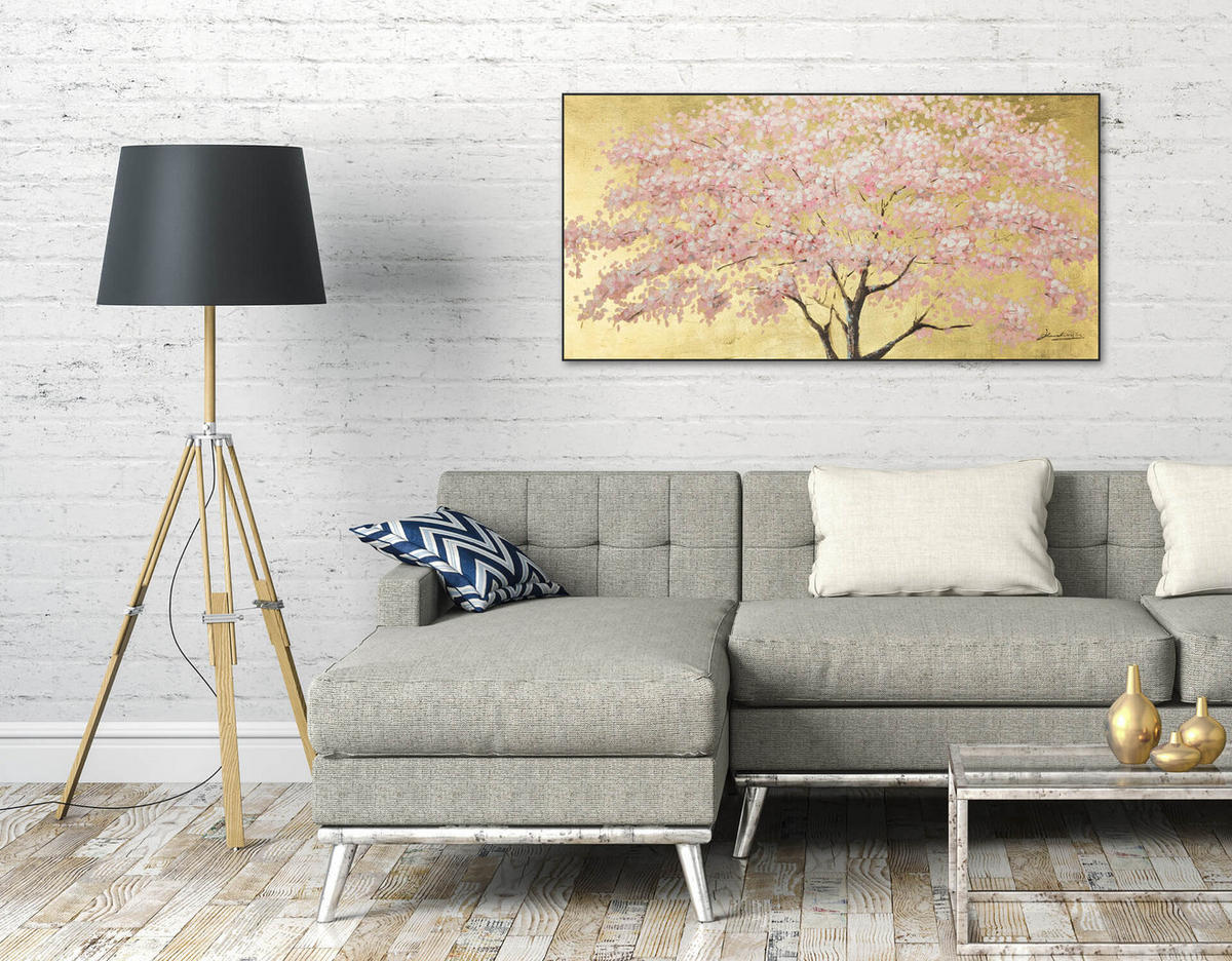 ÖLGEMÄLDE 120/60 cm - Pink/Braun, Holz/Textil (120/60cm) - KUNSTLOFT
