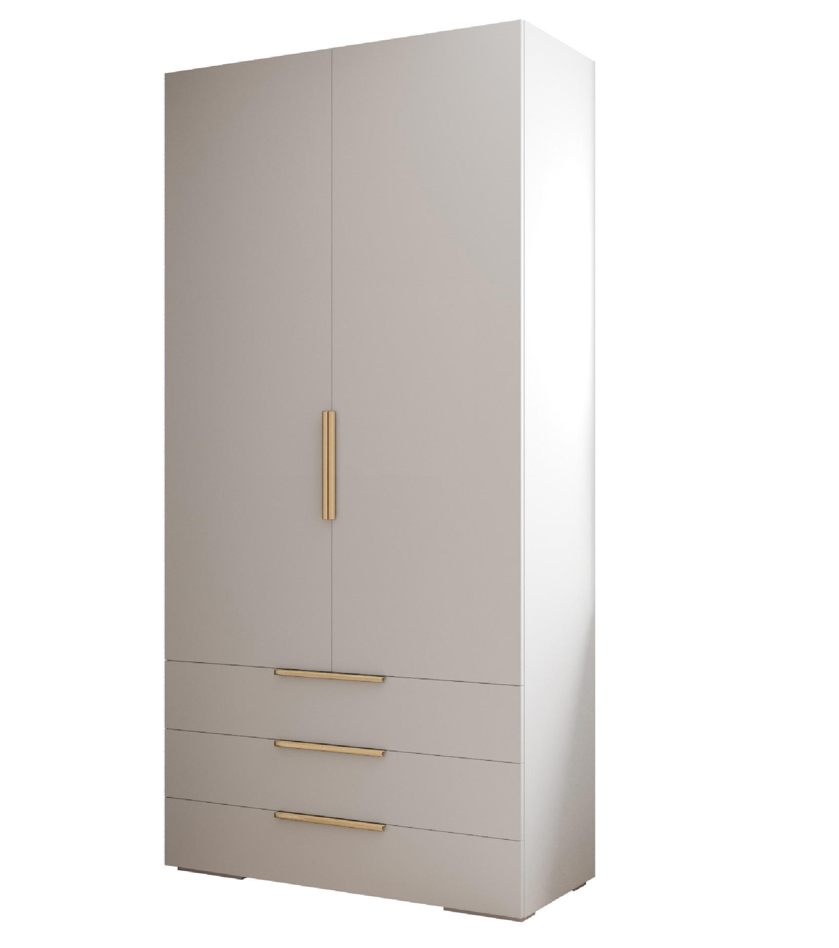 Möbel Kryspol Drehtürenschrank Weiß, Gold 100x236.7x47 cm
