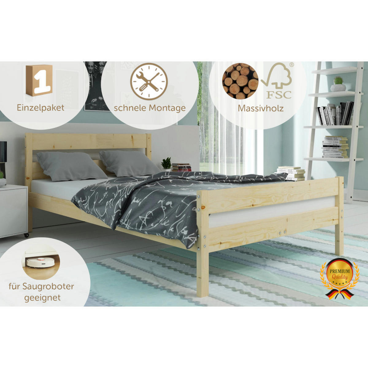BETT Orbis Naturholz, mit Lattenrost - Naturfarben, Holz (140/200cm) - Interbeds