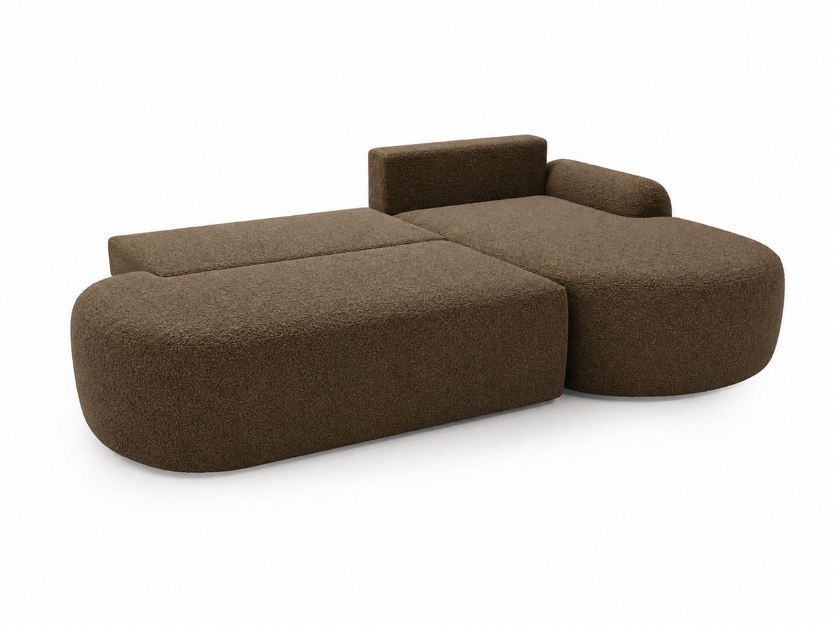 ECKSOFA Aurio O Bouclé-Stoff Braun Rechts - Braun, Holz/Textil (177/271cm) - Graingold