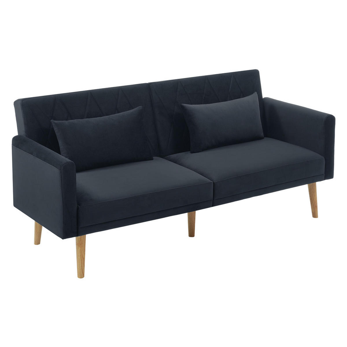 SCHLAFSOFA 2-Sitzer Samtstoff Bettfunktion Kompakt Schwarz - Schwarz, Holz (81.99/25.48/44.98cm) - FLIEKS