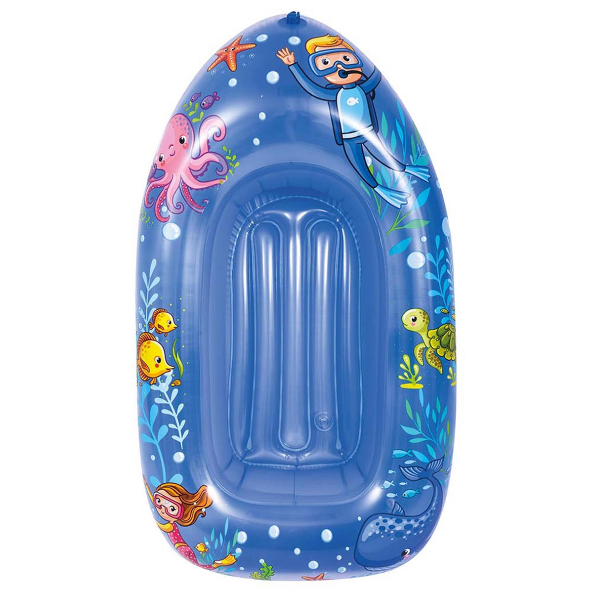 SCHWIMMBOOT Kinderboot Meerdesign 112x70 cm - Blau/Gelb, Kunststoff (70/112cm) - Avenli