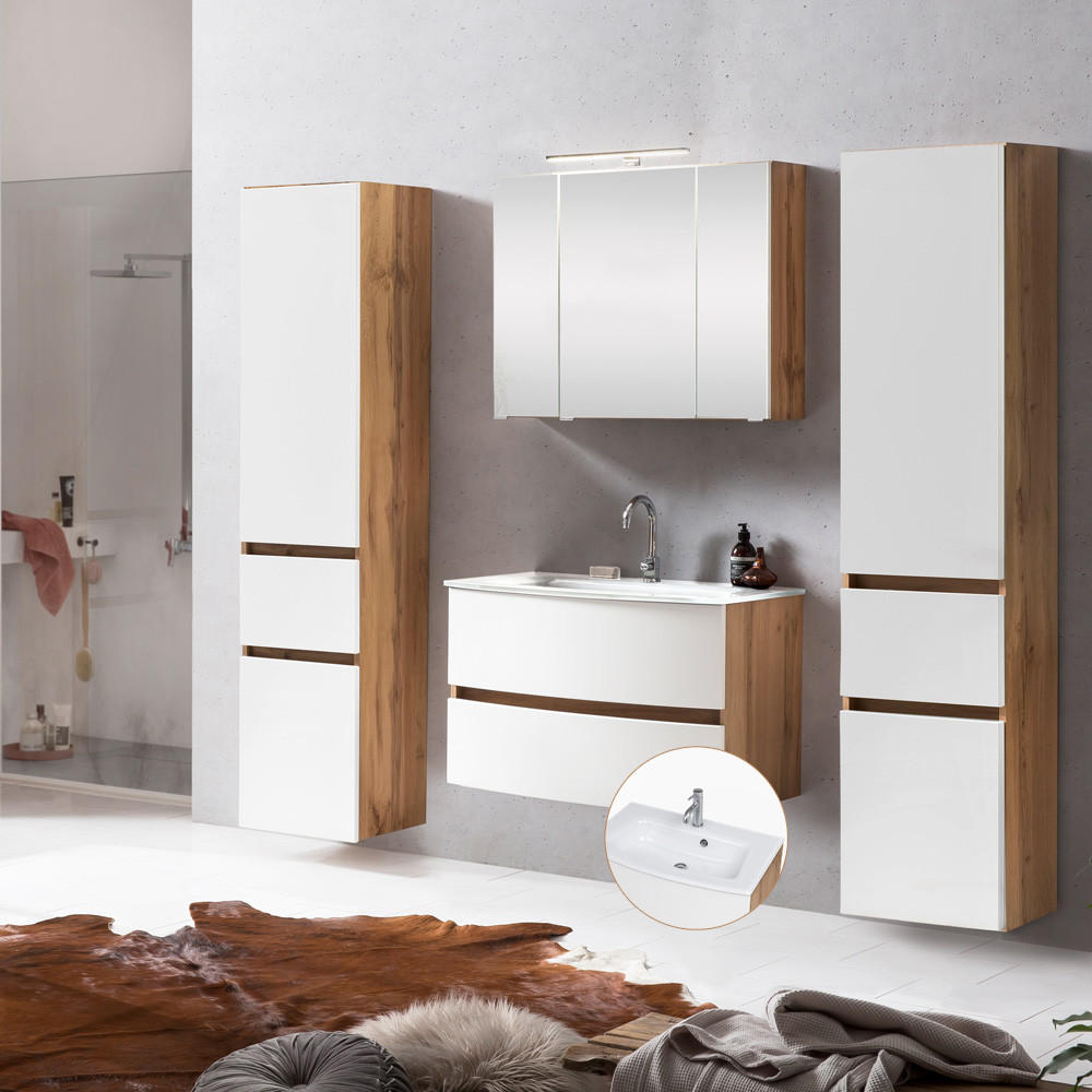 Lomado Badmöbel-Set Weiß 200x200x49 cm
