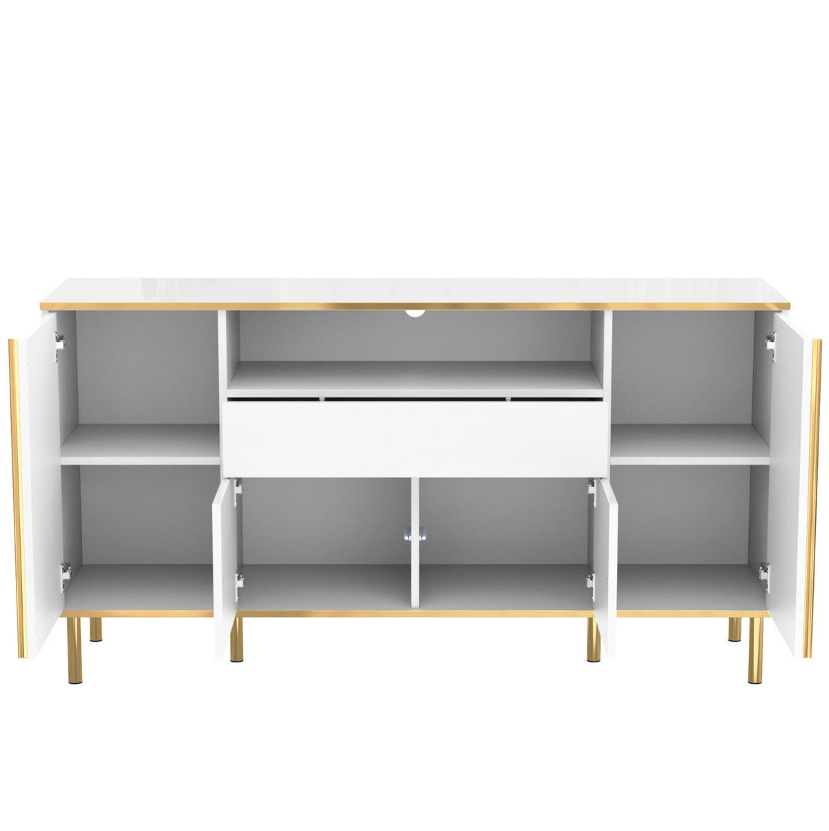 SIDEBOARD 150/40/80 cm aus MDF und Spanplatte mit LED-Beleuchtung Weiß - Weiß, Holzwerkstoff (150/80/40cm) - Modenvie
