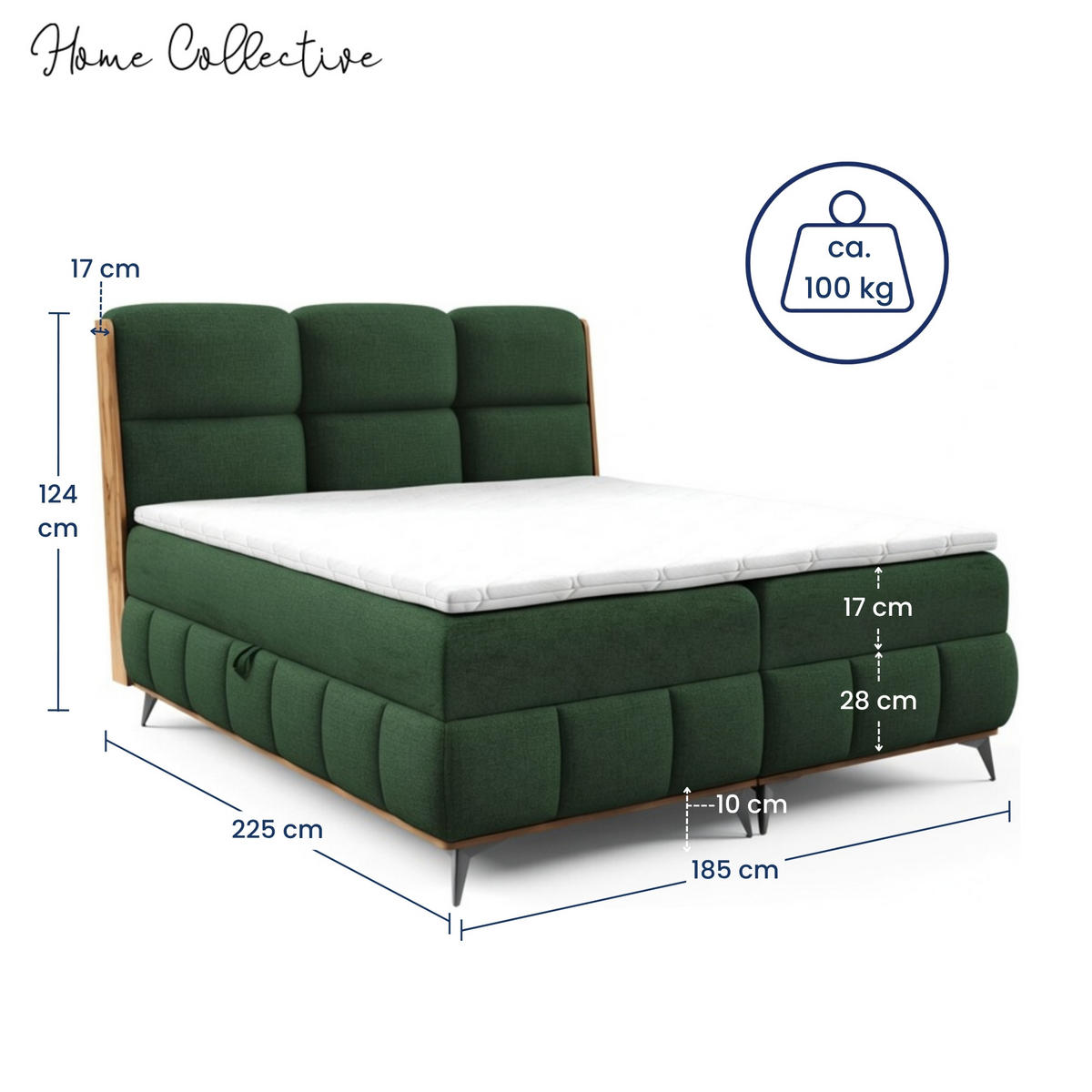 BOXBETT mit Stauraum und Topper 180x200 cm in Grün - Grün, Metall (180/200cm) - Home Collective