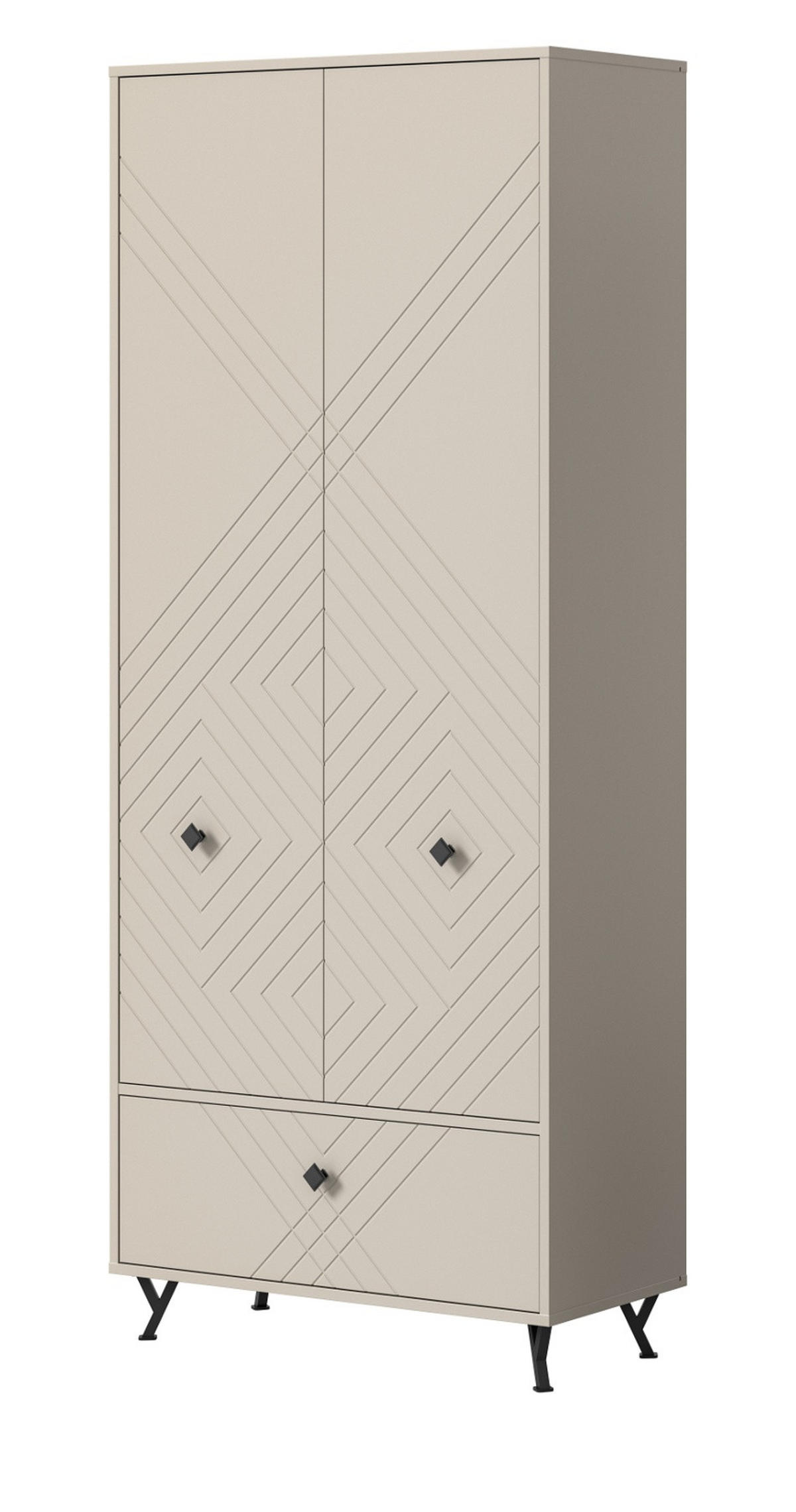 SCHUHSCHRANK Sand matt 80 cm, Mehrzweckschrank mit gefräster Struktur - Sandfarben/Beige, Holzwerkstoff/Metall (80/190/35cm) - Inn.Furn