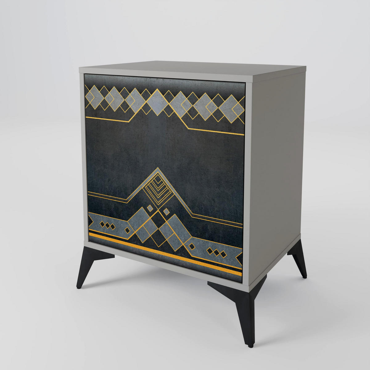 SIDEBOARD ROYAL ORDINARINESS, Grau, 57,5x42x77,5 cm, Schräge Buchenholzfüße - Buchefarben/Multicolor, Holzwerkstoff/Buchenholz (57.5/77.5/42cm) - SpaceRebels
