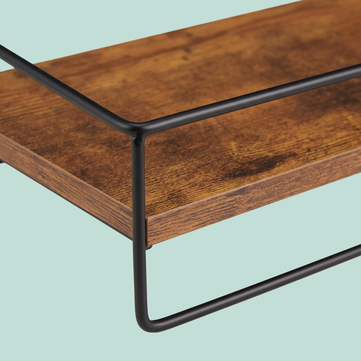 WANDREGAL Vintagebraun 2er-Set mit Metallstange - Braun, Holzwerkstoff/Metall (40/9/15.5cm) - Relaxdays