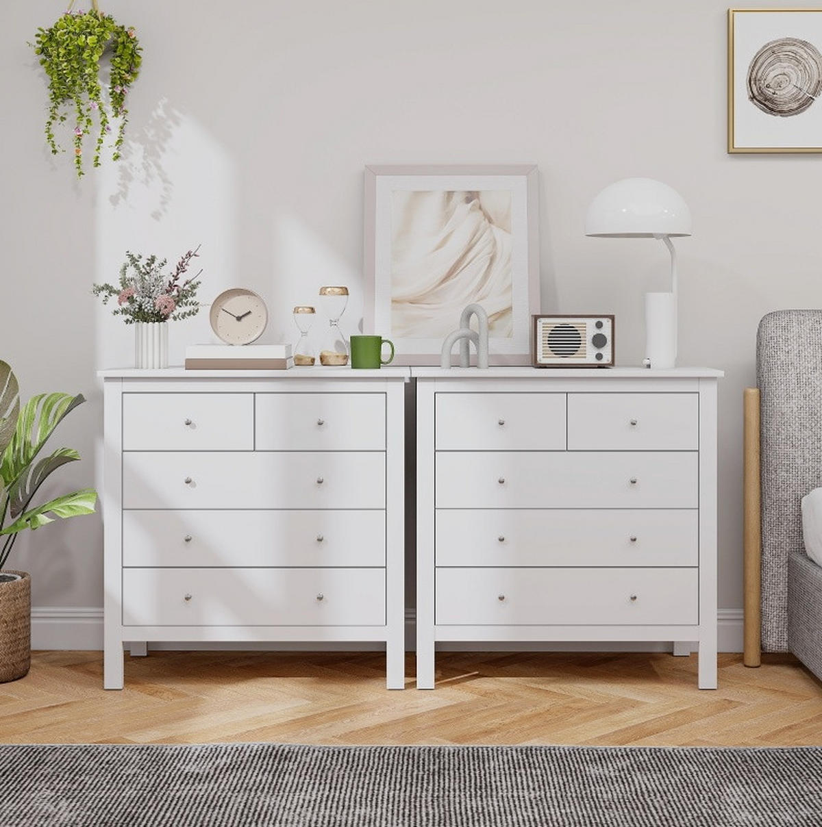 KOMMODE 79/39,5/80,5 cm mit 5 Schubladen und leisem Öffnen, Weiß - Weiß, Holz (79/80.5/39.5cm) - Redom