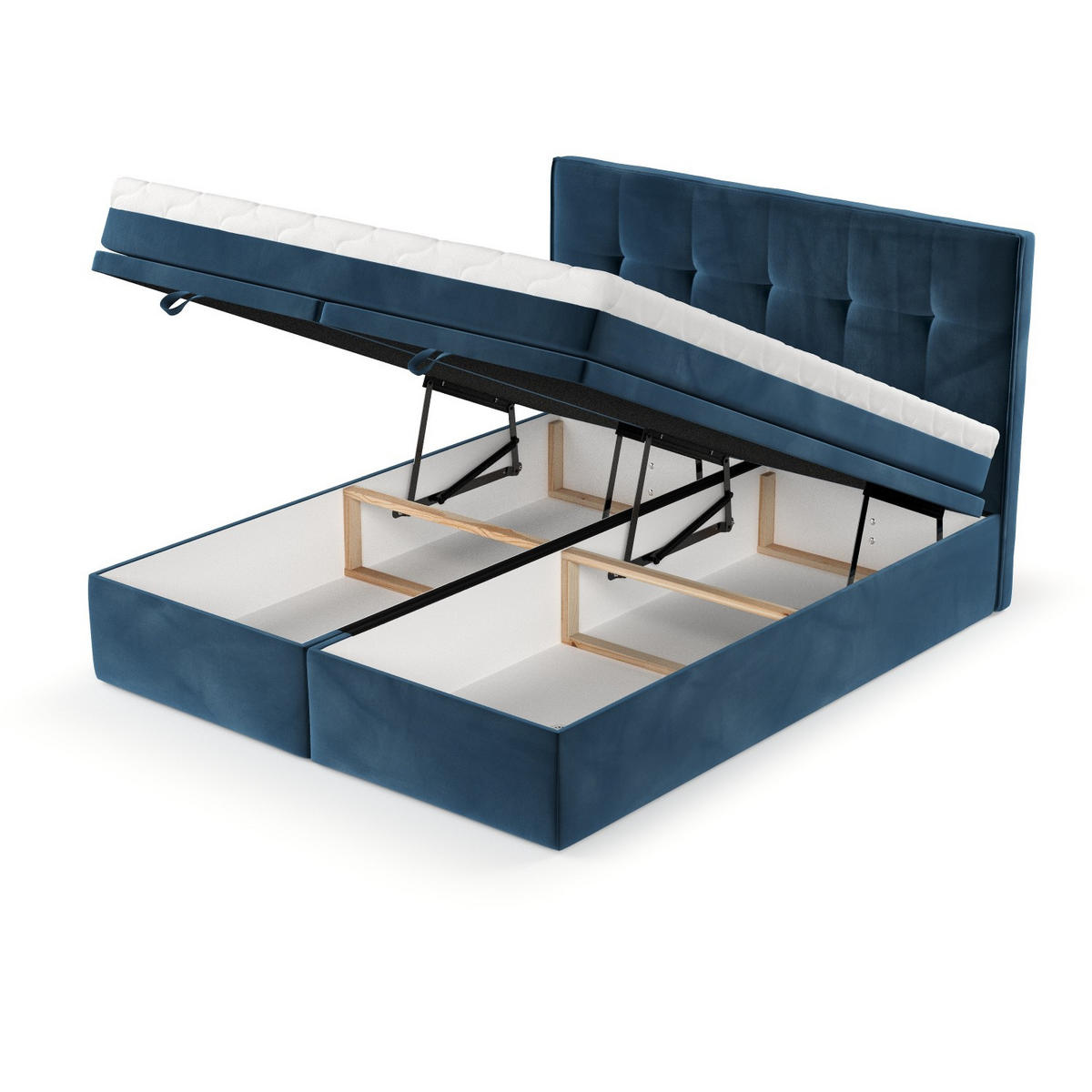 BOXBETT Arivo 200/200 cm Dunkelblau im Kronos Stoff - Schwarz/Dunkelblau, Holz/Holzwerkstoff (200/200cm) - AltaBeds