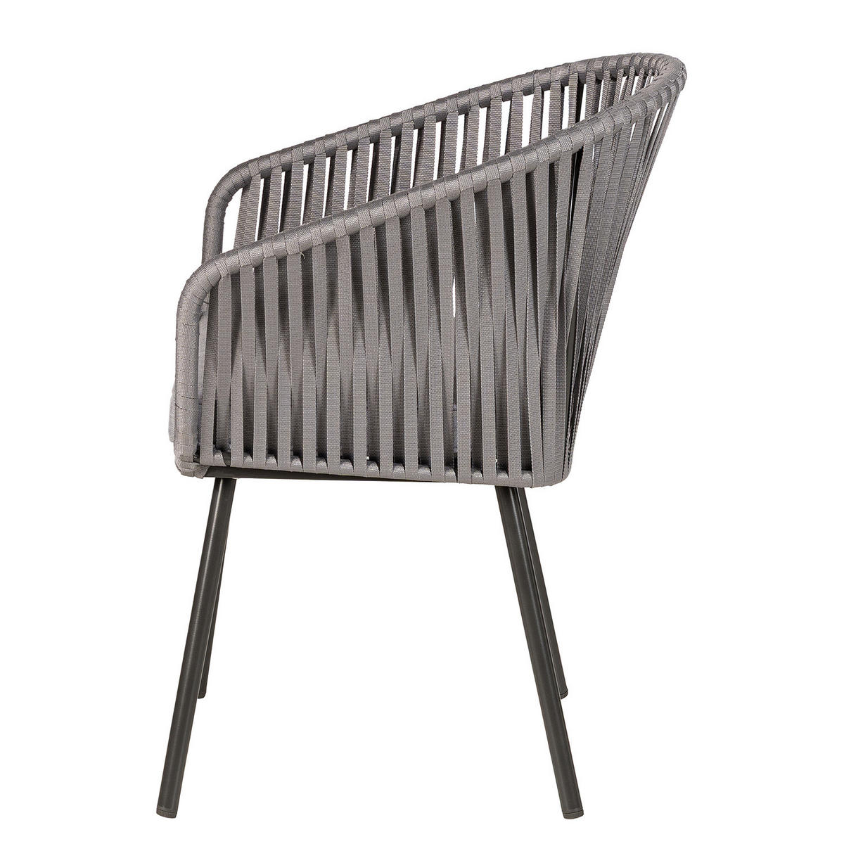 GARTENSTUHL - Stahl / Polyester - 2er-Set - Hellgrau, Textil/Metall (56/79/62cm) - home24