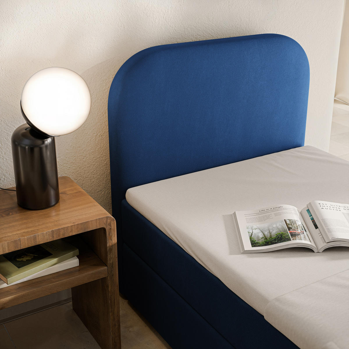 AMERICKÁ POSTEL CERIA 100x200 cm, s matrací a úložným prostorem, KRONOS 09, Blau - modrá, kompozitní dřevo/textil (100/200cm) - MASSENO
