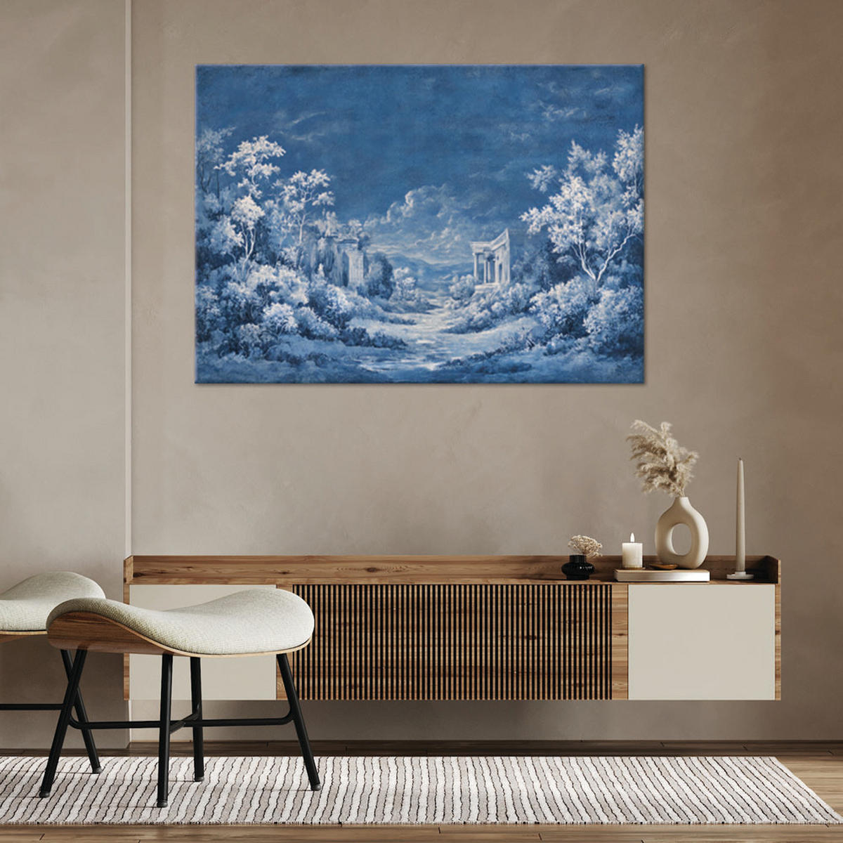 WANDBILD blaue landschaft architektur - Blau, Textil (60/40cm) - Feeby