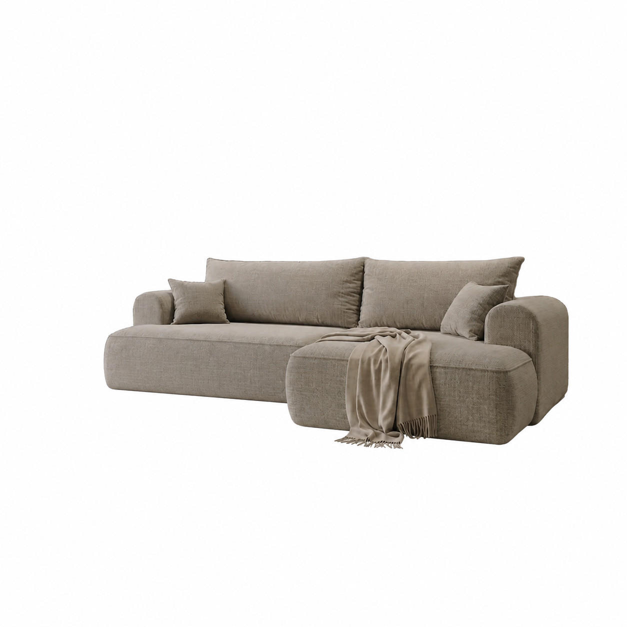 BIG-SOFA Vitton Beige Rechts - Beige, Textil (260/85/200cm) - B&B Home