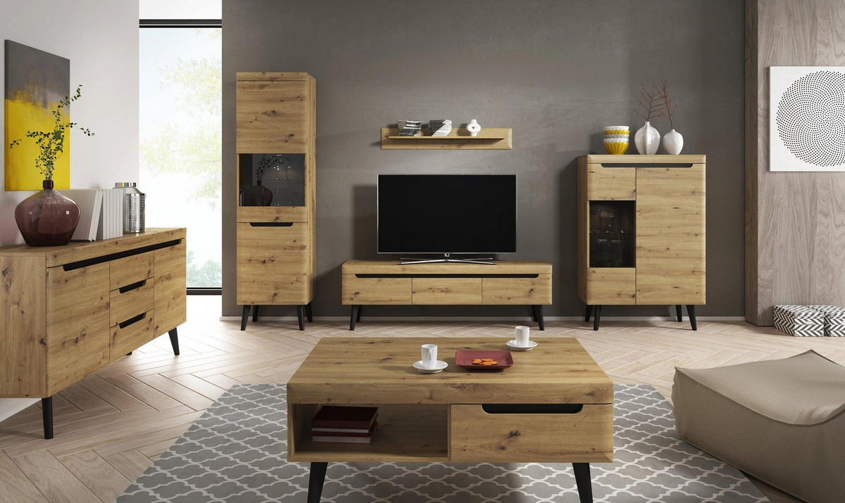 KOMMODE Trava Artisan-Eiche - Sandfarben, Holz (107/83/40cm) - Pillovely