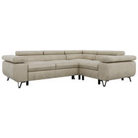 ECKSOFA FALCO L - Beige Velvet - Rechts Seite - Beige/Schwarz, Textil/Metall (268/197cm) - MKS
