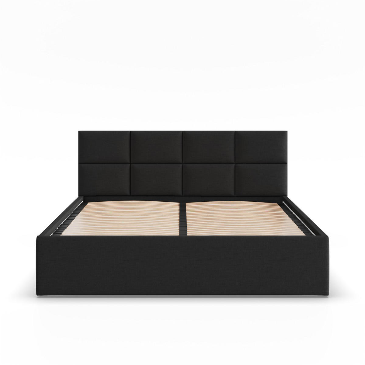 POLSTERBETT MIT KOPFTEIL 180x200 ohne Bettkasten BORGO, Schwarz - Schwarz, Textil (180/200cm) - Mebligo