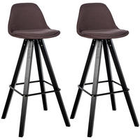 BARHOCKER 2er Set Stoff Braun - Schwarz/Braun, Holz/Textil (38/99/44cm) - CLP