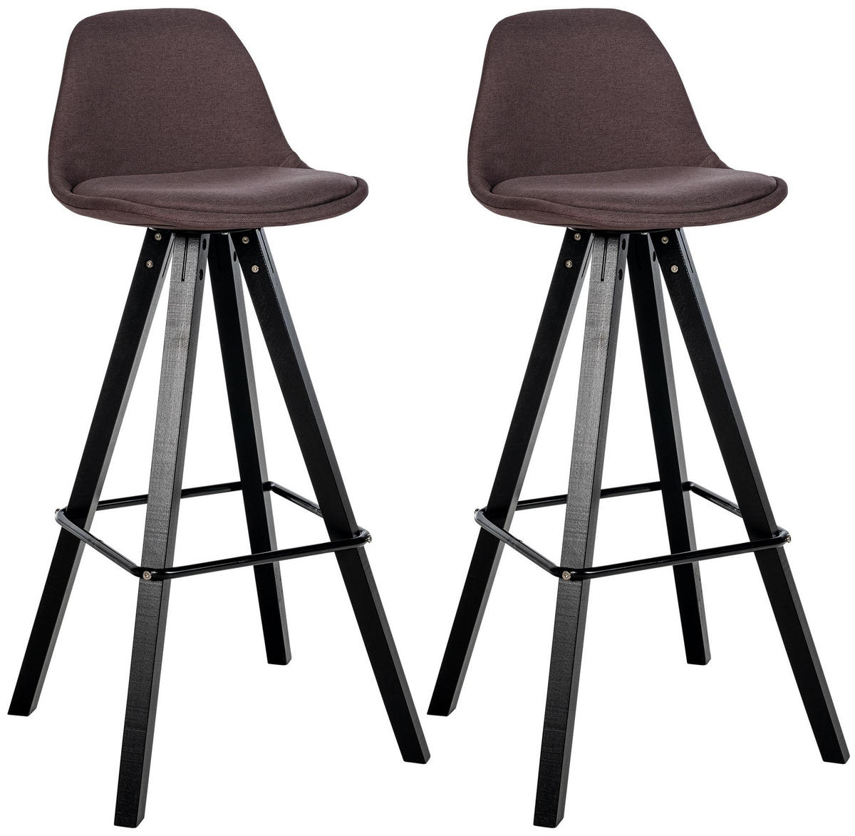 BARHOCKER 2er Set Stoff Braun - Schwarz/Braun, Holz/Textil (38/99/44cm) - CLP