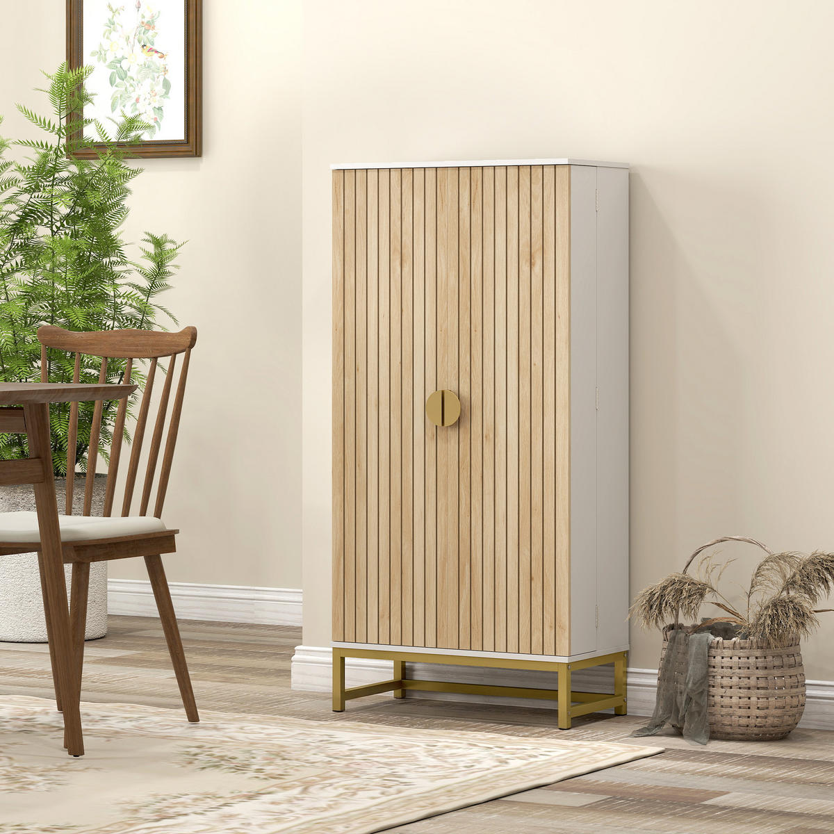 MEHRZWECKSCHRANK DE-11184 12 Türregale Weiß - Weiß, Holzwerkstoff (29/119.5/58cm) - ComfortXL
