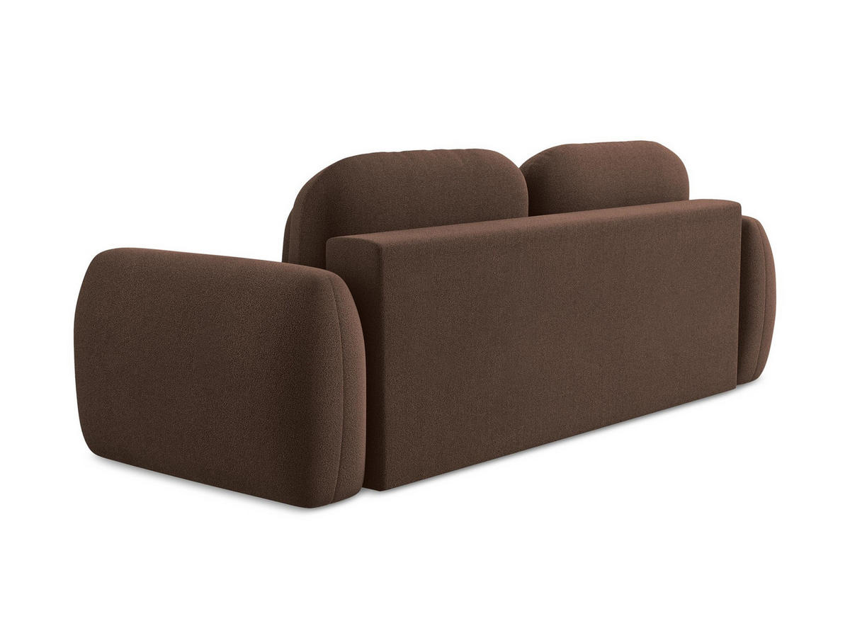 3-SITZER SOFA mit Schlaffunktion Bouclé Stoff Grau - Schwarz/Braun, Holzwerkstoff/Kunststoff (266/95/121cm) - LaMiaSofa