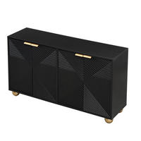 SIDEBOARD 4 Türen verstellbare Böden Metallgriffe modern - Schwarz, Holzwerkstoff (35/71.5/120cm) - FLIEKS