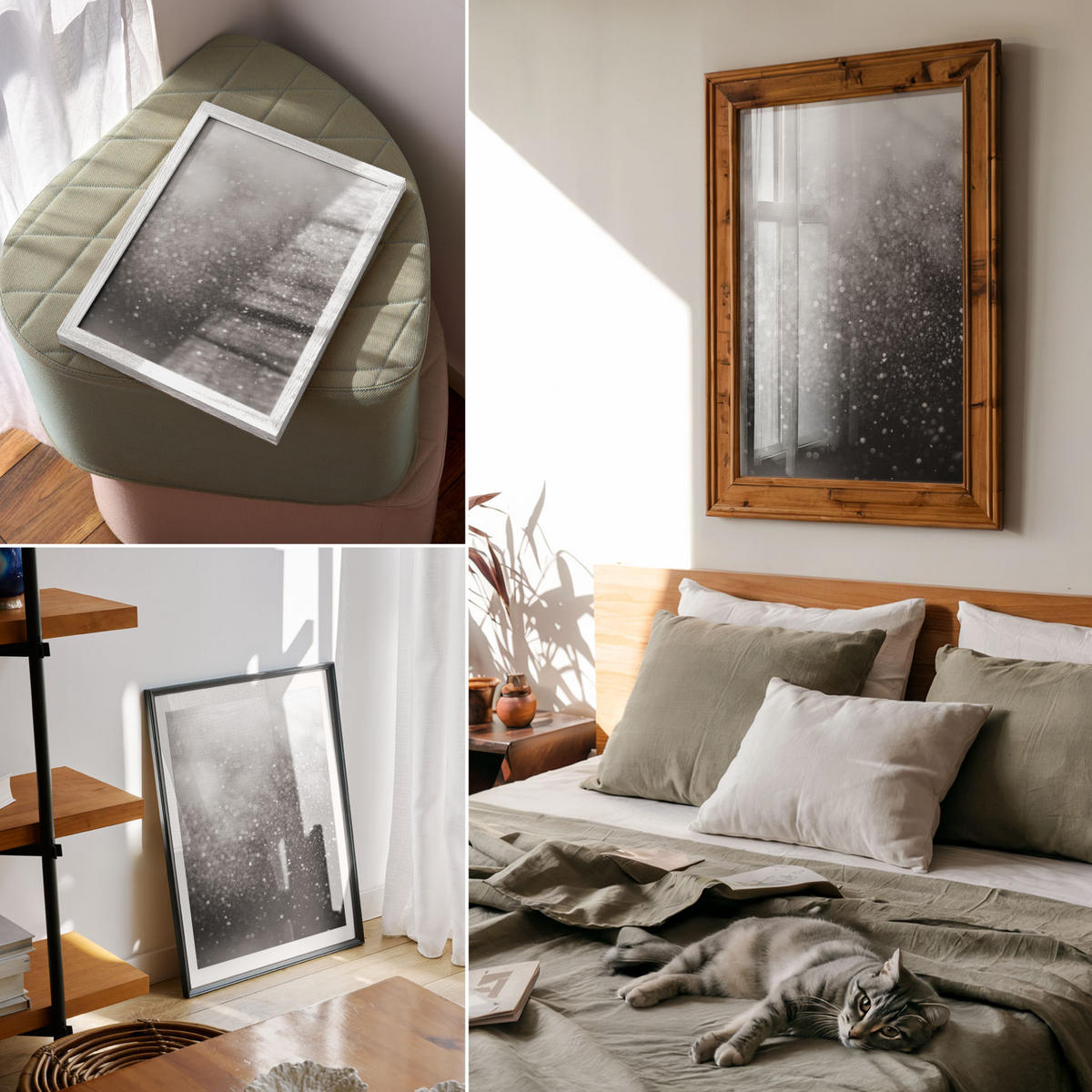 POSTER - 59x84 cm - Soft Structure - Leuchtender Glitzer - Weiß, Textil (59/84/0.1cm) - TULUP