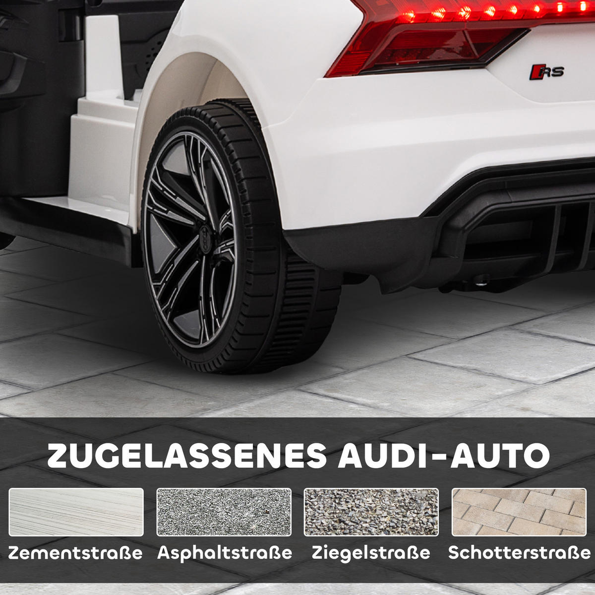 KINDER-ELEKTROAUTO DE-06288 Audi RS lizenziert mit Fernbedienung Weiß - Weiß, Kunststoff/Metall (103/58/41cm) - ComfortXL