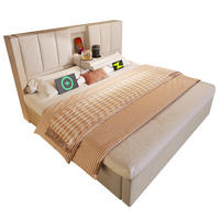 POLSTERBETT mit Stauraum & Ladestation 140x200 cm Leinen Beige inkl. Matratze - Beige, Metall (140/200cm) - Meubliv