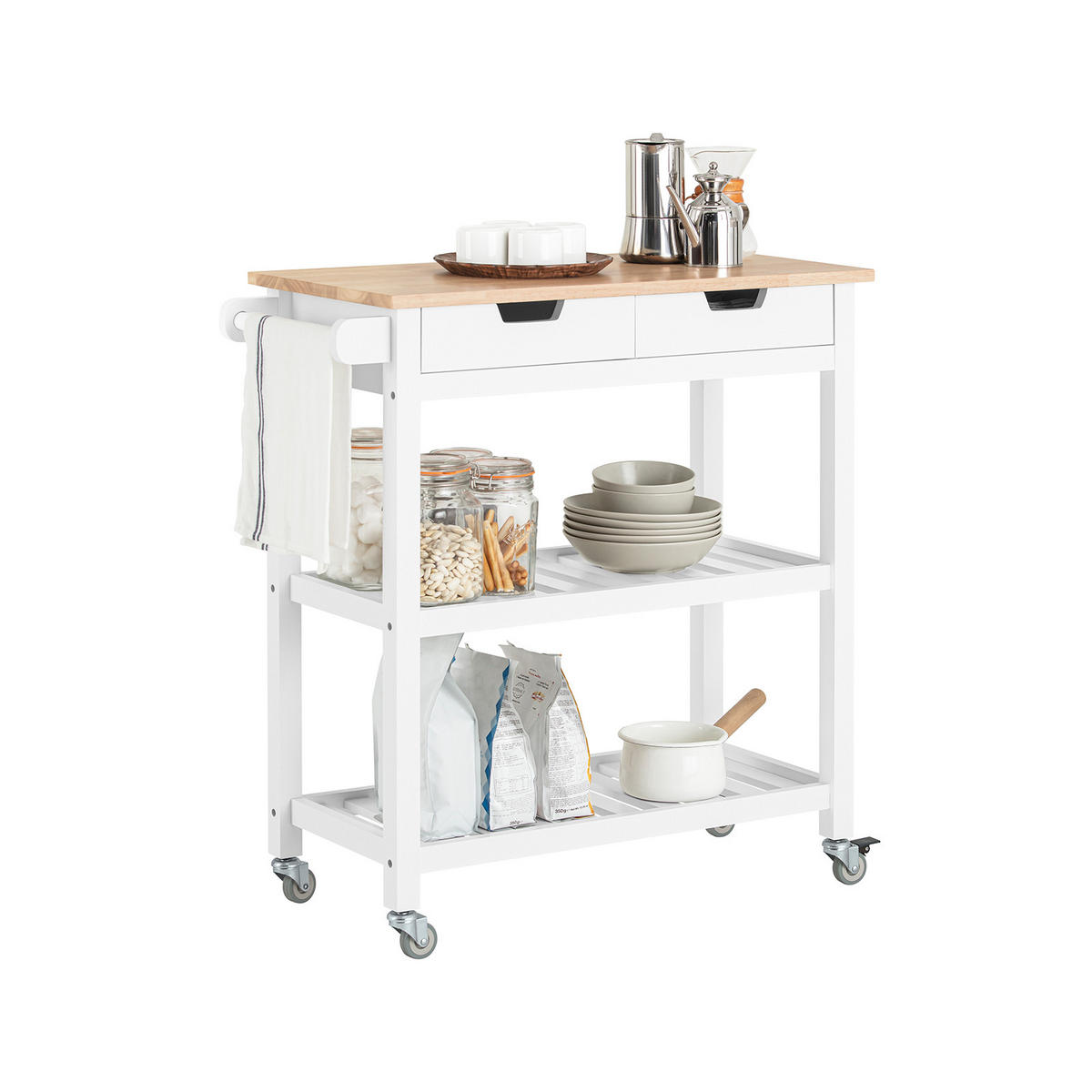 SERVIERWAGEN Weiß - Weiß, Holzwerkstoff (85/90/39cm) - SoBuy