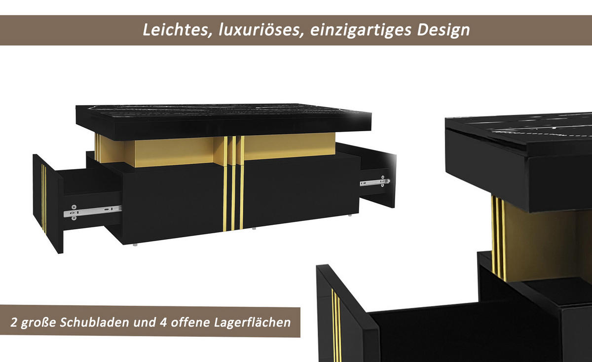 COUCHTISCH Golden 117/68/75CM - Goldfarben, Holzwerkstoff/Metall (117/68/75cm) - Urban Meuble
