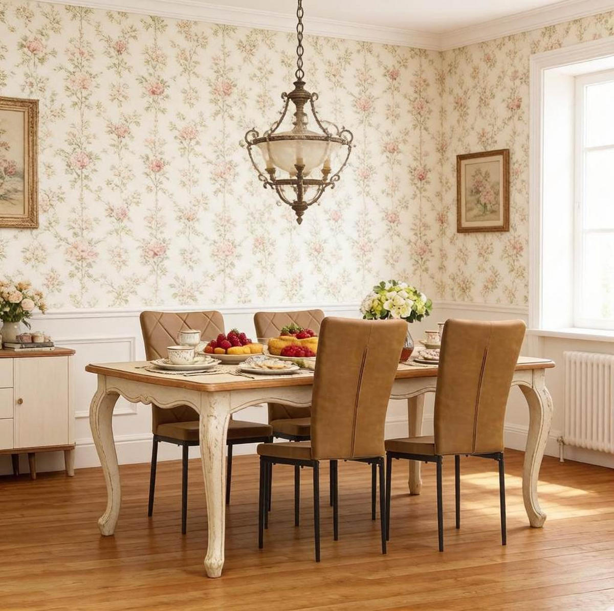 ESSSTUHL 4er-Set mit hoher Rückenlehne 42 x 94,5 x 59 cm Braun - Braun, Metall (42.5/94.5/40cm) - Meubliv