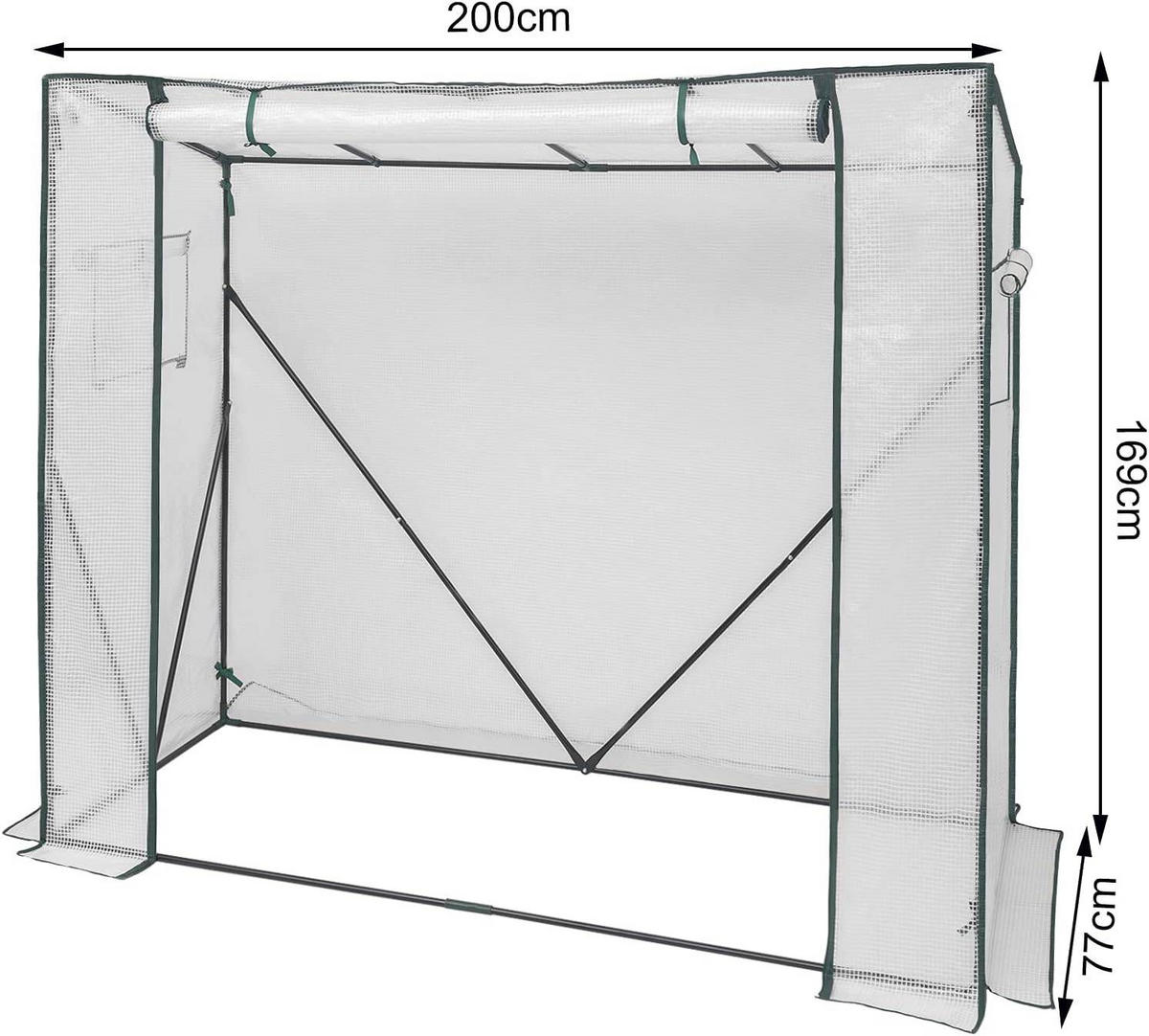 FOLIENGEWÄCHSHAUS 130 g/m², PE halbtransparente Tomatengewächshaus - Weiß, Textil/Metall (200/146/77cm) - Woltu