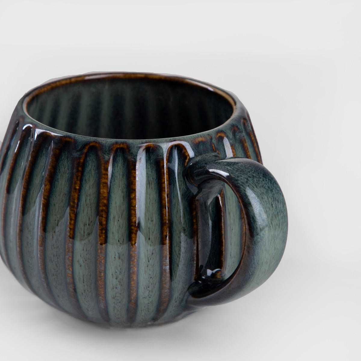 BECHER Almos blau gestreift 0,32 l - Blau, Keramik (0.32L) - Homla