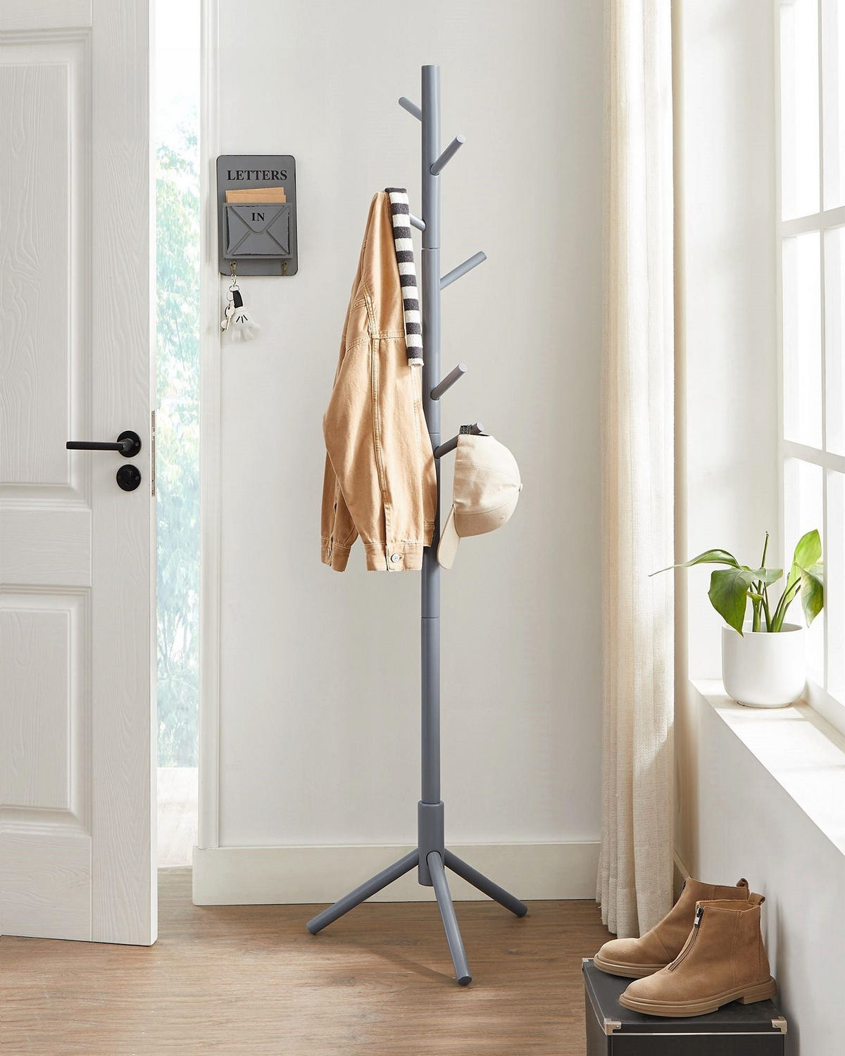 GARDEROBENSTÄNDER EDINBURGH - Grau, Holz (47/175/47cm) - Hansiro