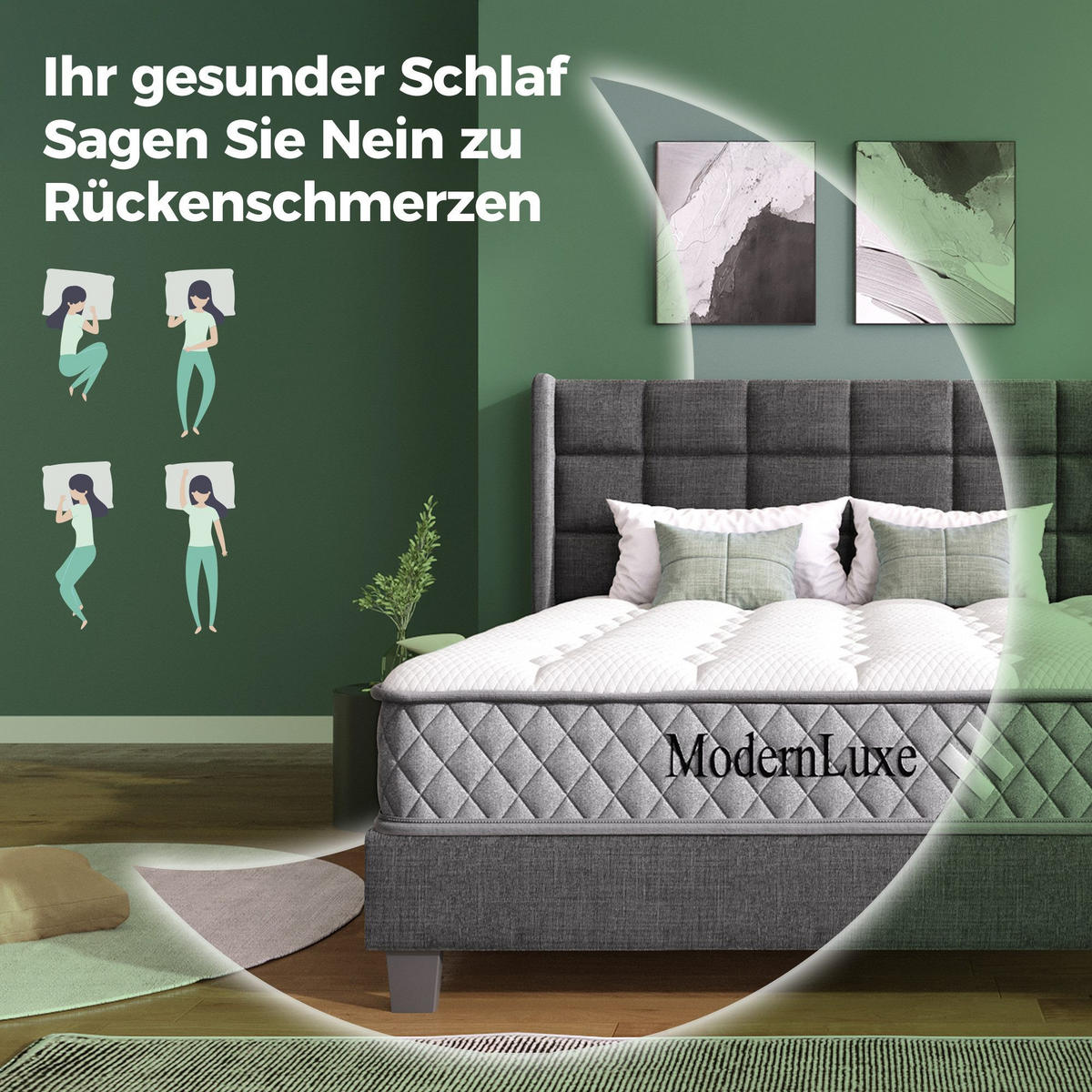 KALTSCHAUMMATRATZE Orthopädische Matratze,Mattress mit 7-Zonen-Taschenfederkern - Weiß, Textil