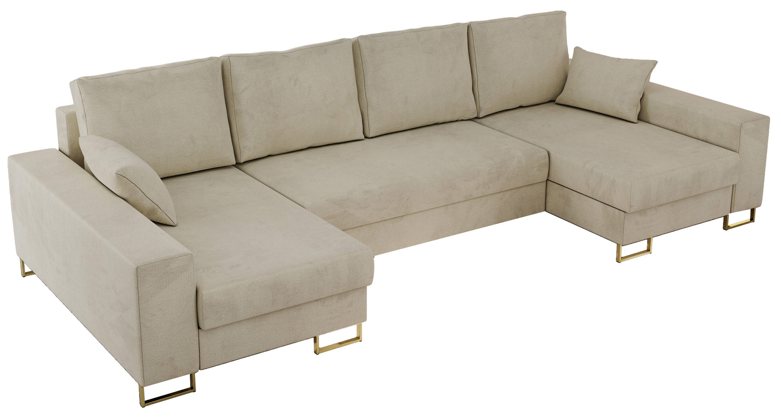 WOHNLANDSCHAFT DORIAN U Velvet Beige - Beige/Goldfarben, Textil/Metall (312/95/138cm) - MKS