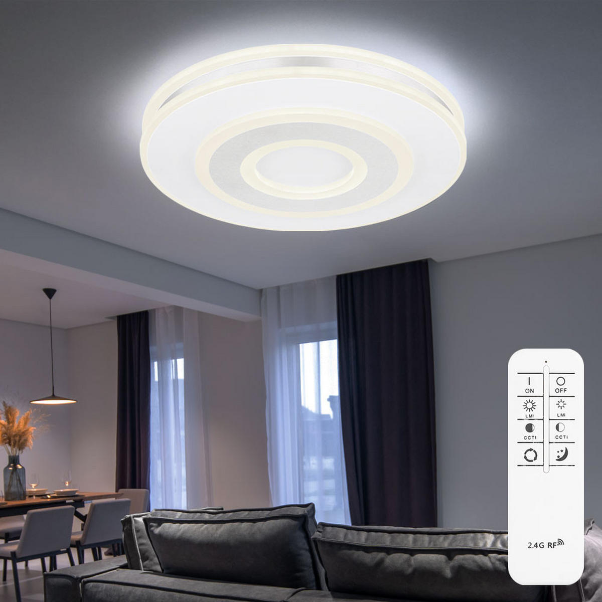 LED DECKENLEUCHTE MARU Weiß opal - Weiß, Metall (42/42/6.5cm) - Globo Lighting