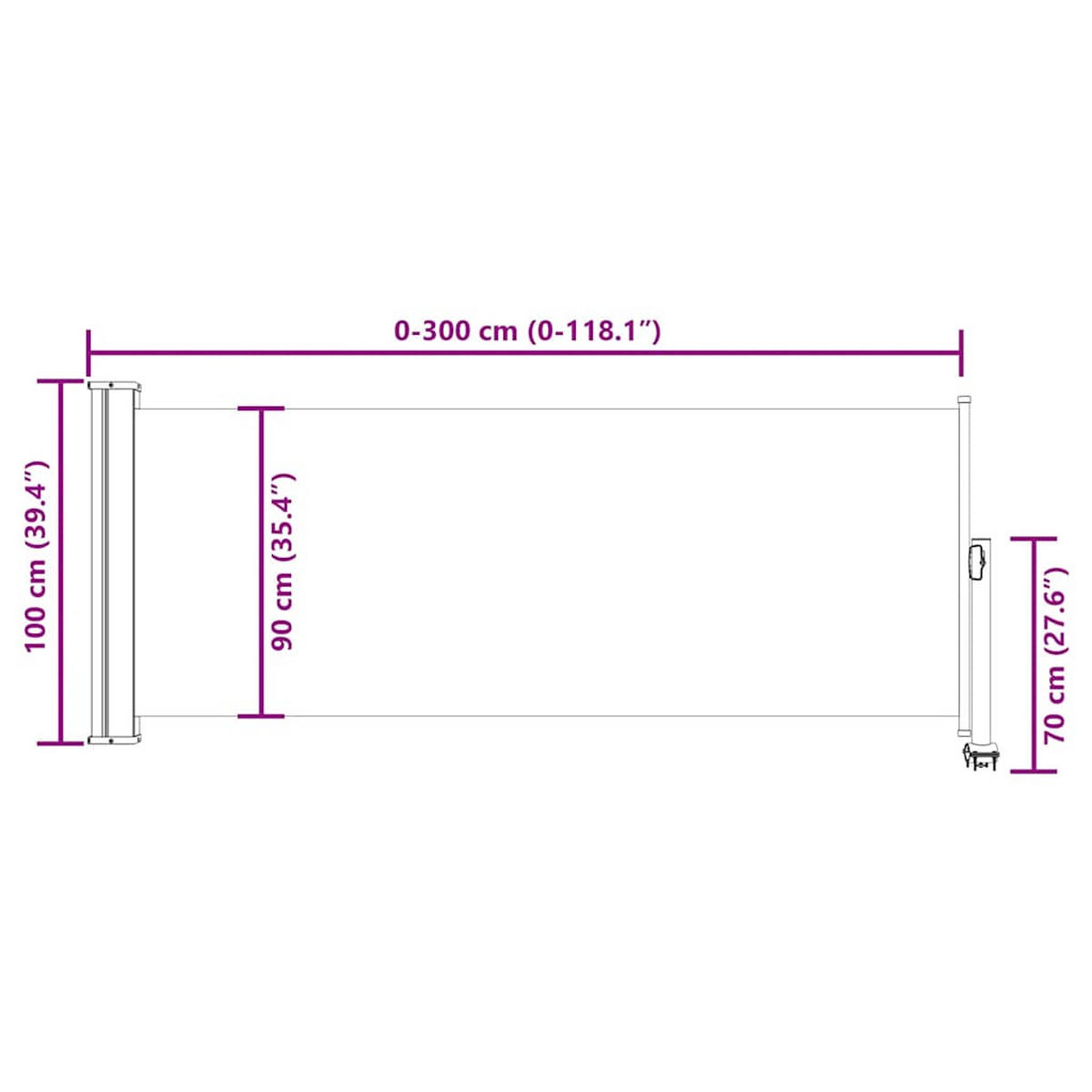 SEITENMARKISE Ausziehbare 100/300 Cm Creme - Creme, Textil (300/100cm) - vidaXL