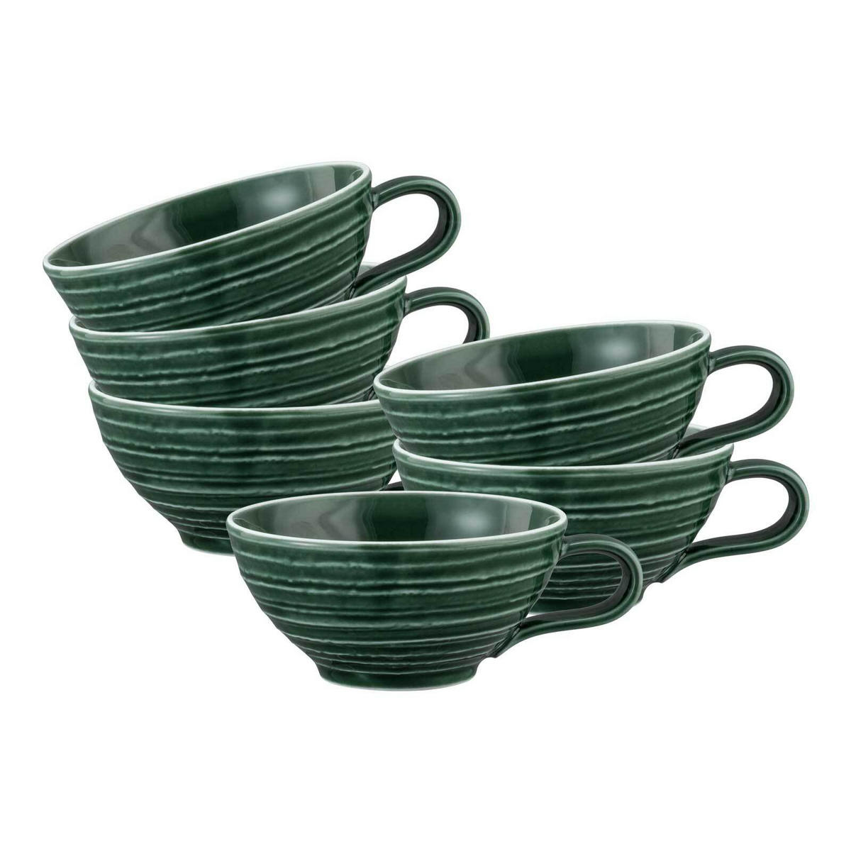 TEETASSEN Terra Perlgrau 140 ml 6er Set - Grün, Keramik (0.14L) - Seltmann Weiden
