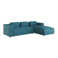 ECKSOFA Nova Türkis Cord, Ottomane rechts - Türkis/Schwarz, Holz/Kunststoff (262/176cm) - S-Style Möbel