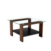 COUCHTISCH aus MDF und Glas 65x65x45,5 cm in Walnuss mit Stauraum - Walnussfarben, Holzwerkstoff (65/65/45.5cm) - Modfu