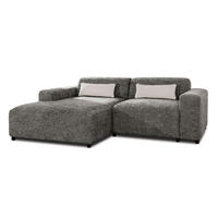 ECKSOFA L Form Jughlio Grau 240/165/75 cm Links mit Schlaffunktion - Schwarz/Grau, Kunststoff/Textil (165/240cm) - AX Living
