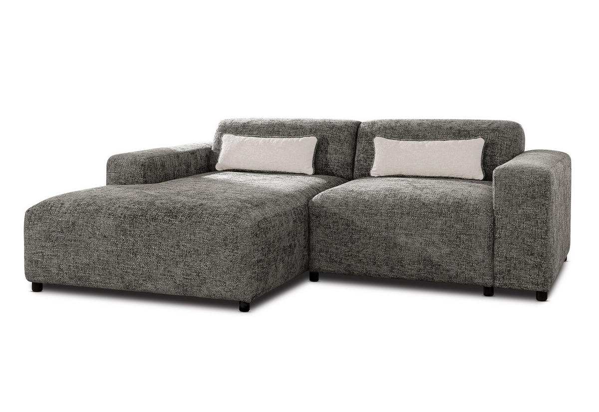 ECKSOFA L Form Jughlio Grau 240/165/75 cm Links mit Schlaffunktion - Schwarz/Grau, Kunststoff/Textil (165/240cm) - AX Living