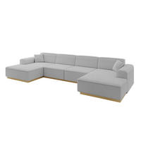 WOHNLANDSCHAFT IREA-U2-v2 - 382x165x81 cm Hellgrau - Hellgrau, Holzwerkstoff/Textil (382/81/165cm) - ALTDECOR