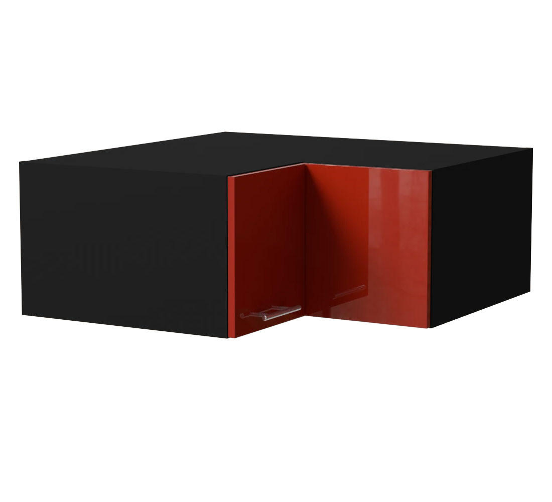 Feldmann-Wohnen Eckaufsatzschrank Rot, Schwarz 90x36x90 cm